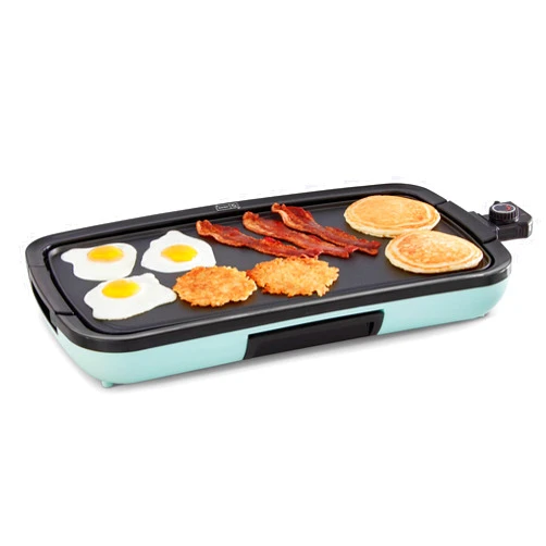DASH Deluxe Everyday Electric Griddle with Dishwasher Safe Removable Nonstick Cooking Plate for Pancakes, Burgers, Eggs and more, Includes Drip Tray + Recipe Book, 20” x 10.5”, 1500-Watt - Aqua