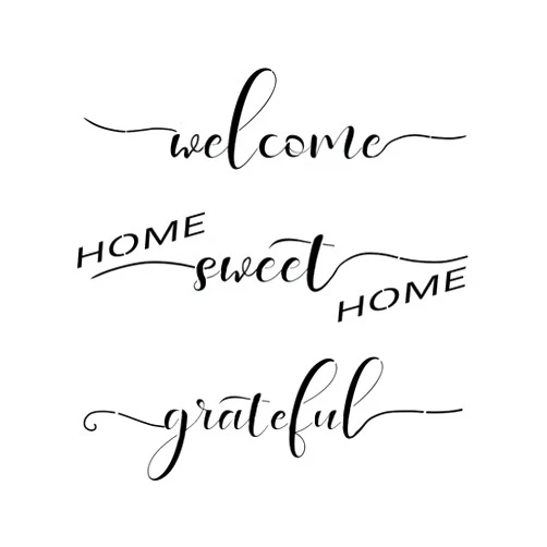 AZDIY Reusable Stencil Set – Home Sweet Home, Welcome, Grateful Stencils - Word Stencils for Painting on Wood– Laser Cut Painting Stencil - for Home Décor & DIY Projects
