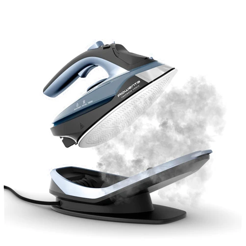 Rowenta Freemove Cordless Iron with Steam, 1600 Watts, Stainless Steel Soleplate, Rapid Heating, Portable Steamer for Clothes, Rechargeable for Wireless Ironing, Handheld Steamer Iron, Blue, DE6730