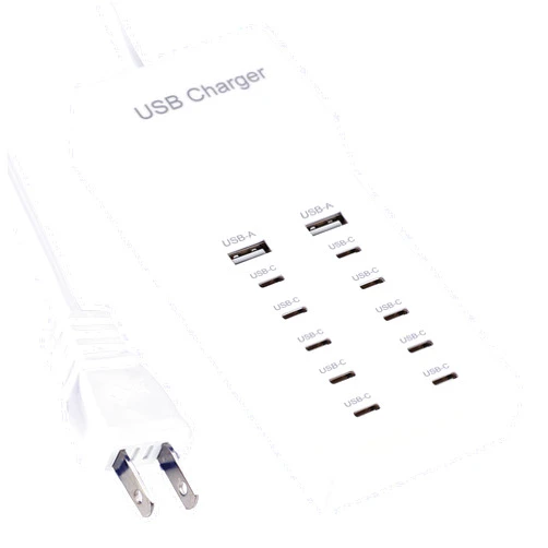 Yimiyaa USB Charger,60W USB Charging Station with 12-Port Family-Sized Smart USB-A&USB-C Ports for Multiple Devices Smart Phone Tablet Laptop Computer, for iPhone 15/14/13 White (White)