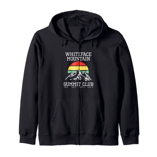 Climbed Whiteface Mountain USA Summit Sun Apparel Climbed Whiteface Mountain Summit Club Hike New York USA Sun Zip Hoodie
