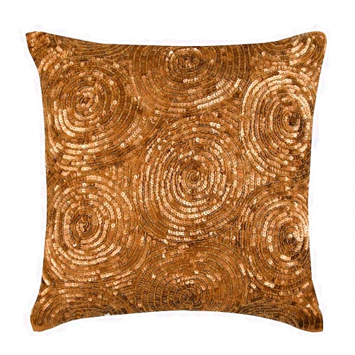 The HomeCentric Golden Touch 14x14 inch (35x35 cm) Modern Square Throw Pillow Cover, Circles & Dots Pattern, Gold, 1 Count