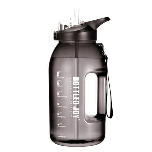 JIMACRO 2 In 1 Water Bottle with Straw and Chug Lid, 2.5L BOTTLED JOY Sports Water Bottle with Time Markings and Wide Mouth, Reusable BPA Free Water Bottles and Leak Proof Durable for Gym Exercise