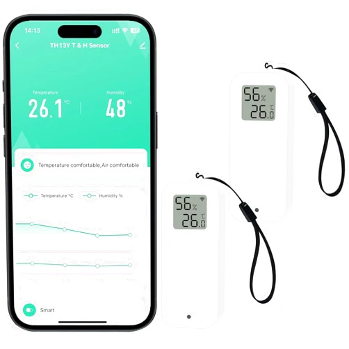 PHOVOLT WLAN Thermometer Hygrometer Sensor, Wireless Smart Temperature and Humidity Digital Display Monitor, with Remote App Notification Alert for Home, Greenhouse(2pack)