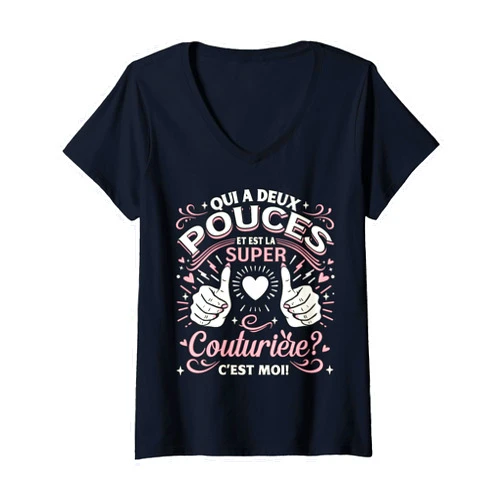 Cadeau Pour Une Couturiere Professionnel Noel Womens Une Super Couturière Cadeau Pour Couturière Femme V-Neck T-Shirt