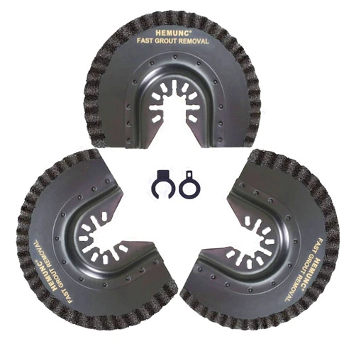HEMUNC 3pcs Oscillating Tool Blades for Grout Removal Tile Mortar Concrete Masonry 1/8, Fit for Dewalt Milwukee Rockwell Bosch Dremel Ryobi Ridgid Multitool