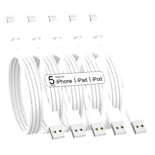 DJYQWIN iPhone Charger [Apple MFi Certified] 5Pack 6/6/6/10/10 FT Long Lightning Cable Fast Charging iPhone Charger Cord Compatible with iPhone 14 13 12 11 Pro Max XR XS X 8 7 6 Plus SE and More (White)
