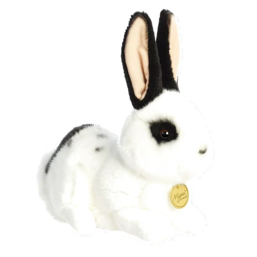Aurora® Realistic Miyoni® Rex Rabbit Stuffed Animal - Lifelike Detail - Cherished Companionship - Black and White 11 Inches