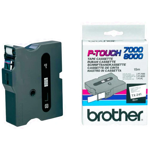 Brother Tape Black On White 18mm, TX-241