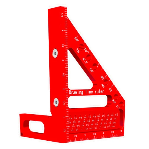 Aleric 3D Multi-Angle Carpenter Square Hole Scribing Ruler, Aluminum Alloy Multi Angle Measuring Ruler, 22.5-90 Degree Woodworking Square Ruler Protractor, Versatile Wood Tool for Engineer Carpenter Crafting
