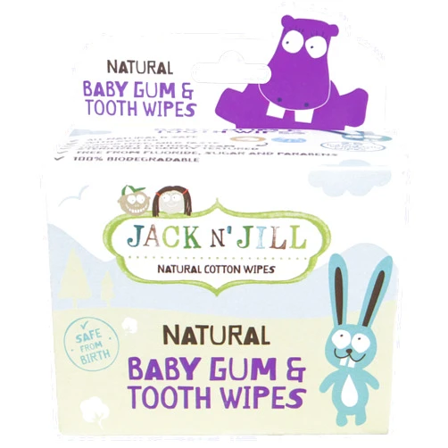 Jack N' Jill Baby Gum & Tooth Wipes - Natural & Safe, Contains only Water & Xylitol, Soft Cotton, Free from Fluoride & Sugar, Baby Mouth Wipes - 25 Individually Wrapped Wipes