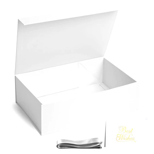 VGOODALL White Gift Box with Lid, 13x9x4 Inch Large Magnetic Closure gift boxes, Collapsible Bridesmaid Proposal Box with Ribbon, Gift Boxes for Wedding, Birthday, Anniversary