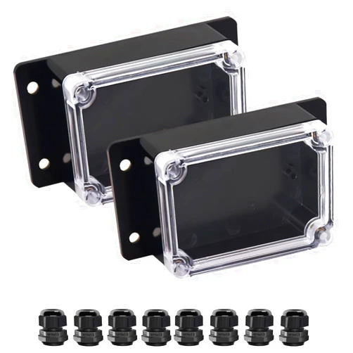 Raculety Junction Box IP65 Waterproof ABS Plastic Electrical Project Case Power Junction Boxes, Clear Cover Project Box with Fixed Ear 3.94x2.68x1.97 inch(100x 68 x50 mm)