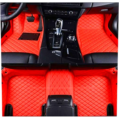 Hanshneg for Dodge Challenger 2015-2018 Car Floor Mats Custom Luxury FloorLiner Pads Protector Auto Mats Carpets (Red,2016)
