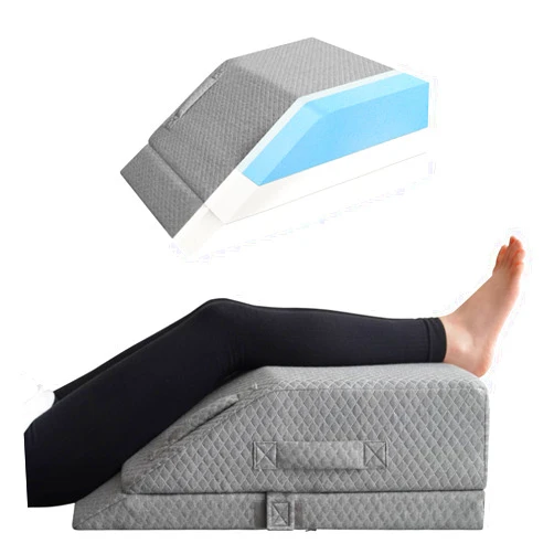 KingPavonini Adjustable Leg Elevation Pillows for Swelling, Cooling Gel Memory Foam Wedge Pillows for After Surgery, Sciatica Back Knee Hip Ankles Pain Relief, Leg Pillows for Sleeping Blood Circulation