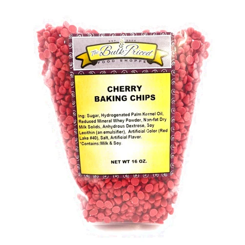 The Bulk-Priced Food Shoppe Cherry Baking Chips, Bulk Size, (1 lb. Resealable Zip Lock Stand Up Bag)