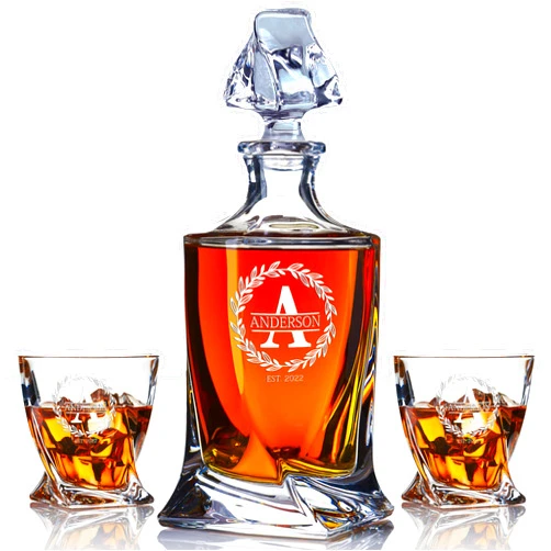 Frolk Personalized Whiskey Decanter Set - Customized Gift for Him, Husband, Father - Engraved Bourbon Old Fashioned Decanter with Optional Whiskey Glasses Set - Classic Gift for Any Occasion