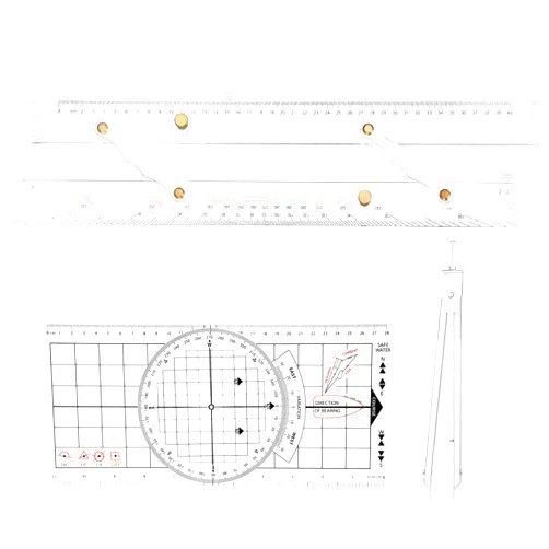 Motipuns 3 Pcs Basic Navigation Set, Include 16 Inch Marine Parallel Ruler with Clear Scales Navigation Divider Marine Nautical Protractor 6 Inch Marine Navigation Fixed Points Divider for Boat