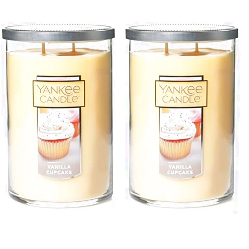 Yankee Candle Vanilla Cupcake Scented, Classic 22oz Large Tumbler 2-Wick Candle, Over 75 Hours of Burn Time, Perfect for Any Occasion (Pack of 2)
