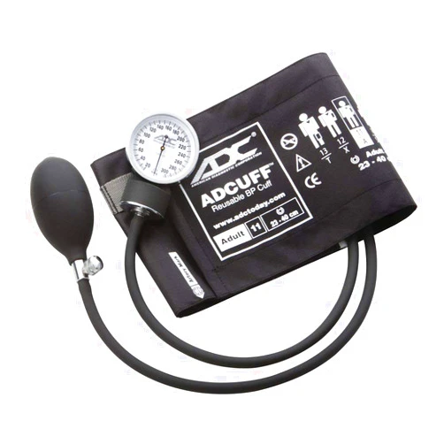 ADC 760-11ABK Prosphyg Model 760 Pocket Aneroid Sphygmomanometer with Adcuff Nylon Blood Pressure Cuff, Adult, Black