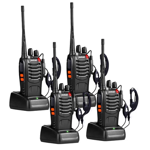 Pxton Walkie Talkies Long Range for Adults with Earpieces,16 Channel Walky Talky Rechargeable Handheld Two Way Radios with Flashlight Li-ion Battery and Charger（4 Pack）