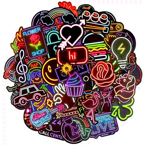 BARBLING Neon Stickers Pack Waterproof Laptop Sticker Vinyl Decals for Kids Phone Case Skateboard Water Bottle Stickers for Teens Girls Kids Adults Cool Aesthetic Stickers