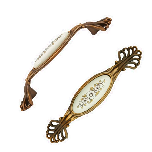 DIY Decor Hub 3.75 inch Antique Gold with Floral Design Cabinet Handles, Set of 10
