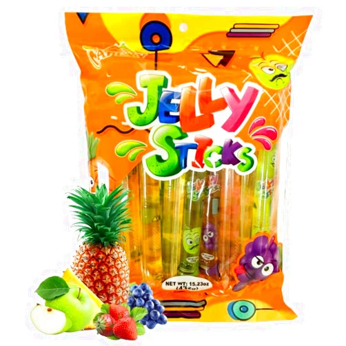 Apexy Jelly Straws, Fruit Jelly Filled Strips, Tiktok Candy Trend Items, Assorted Fruit Jelly Sticks, 15.23oz (432g)