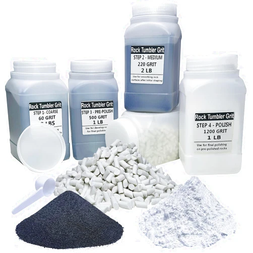 SACKORANGE 8 LBS Large Weight Rock Tumbler Grit Kit and Ceramic Tumbling Filler Media -Coarse/Medium Grit/Pre-Polished/Final Polish, Works with Any Rock Tumbler, Rock Polisher, Stone Polisher