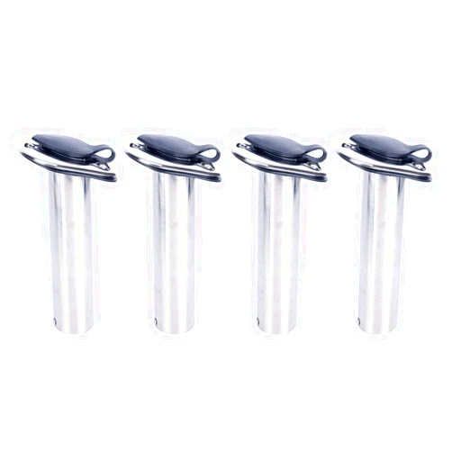 Amarine Made 4 Pack of Stainless Steel Rod Holders Rubber with Cap, Liner, Gasket (15 Degree Rod Holders)