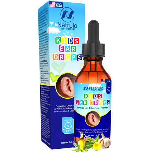 Natrulo Natural Ear Drops for Kids Ear Infection Treatment – Organic Children Ear Oil Drops Relieves Ear Aches, Itchy Ears, Infections, Swimmer's Ear, & Loosens Wax – Kids Safe, Made in USA