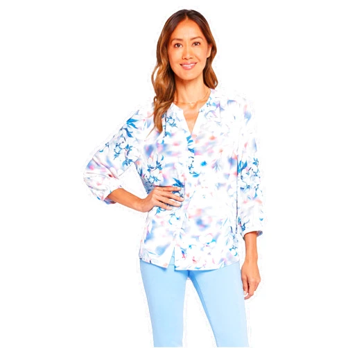 NYDJ Women's 3/4 Sleeve Pintuck Blouse