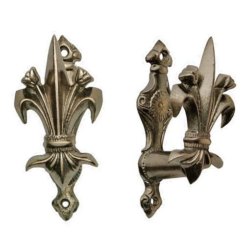 SZCO 3” Fleur de Lis Sword Hanger Wall Mount – Set of 2 Expandable Pewter Finish Hook Set for Swords & Daggers– Decorative Wall Stand, Katana Wall Mount, Sword Holder & Gun Rack with Hardware