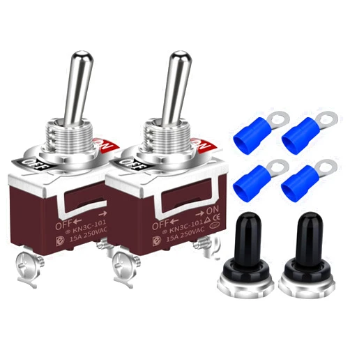 DaierTek Waterproof Toggle Switch 12V DC 30A Heavy Duty 2 Pin ON Off SPST with Weatherproof Boot Cap Cover for Auto Car Marine Boat -2 Pack