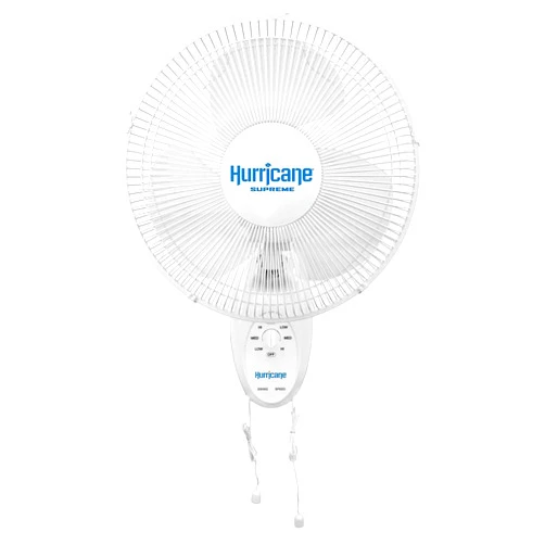 Hurricane Supreme 12” Portable Oscillating Wall Mount Fan, Space Saving, Powerful, and Quiet 3 Speed Airflow, Adjustable Tilt for Home and Workshop