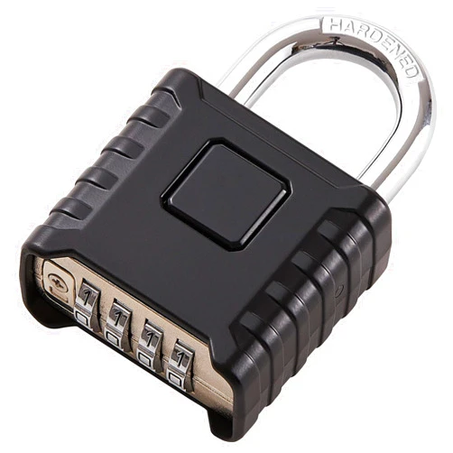 disecu® Large Heavy Duty 4 Digit Combination Lock, One Touch Unlocking, Anti-Error Design, Outdoor Waterproof Padlock for School Gym Locker, Fence, Gate, Hasp Storage (Black)