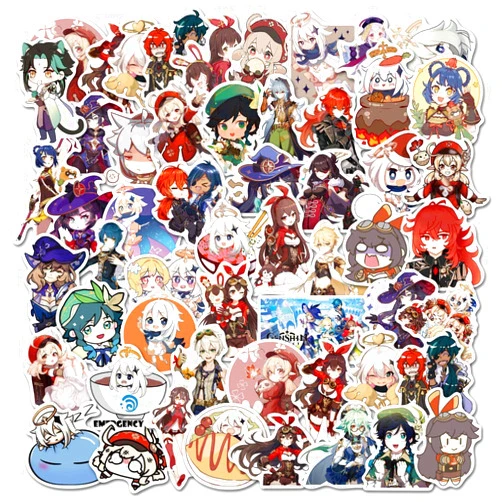 TANSHOW Genshin Impact Game Stickers,100Pcs Vinyl Waterproof Stickers for Laptop,Bumper,Skateboard,Water Bottles,Computer,Phone, Cool Stuff for Teens, Kids, Adults