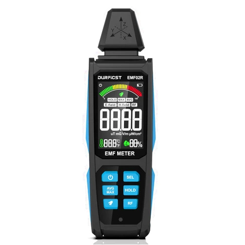 DURFICST EMF Detector, DURFICST 5 in 1 Rechargeable Digital EMF Radiation Detector, Measuring Ambient Temp and Humidity, Suitable for Cell Phone Towers, Smart Meters, Home EMF Detection and Ghost Hunting