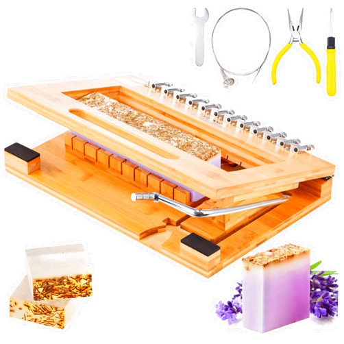 VEVOR Soap Cutter, Cut 1-12 Bars, Precisely and Accurately Cut 1 Inch Bars, Bamboo Soap Slicer with Steel Wire, Multi Handmade Soap Wire Cutter for Loaf Candles Cheese Butter DIY Making Tool