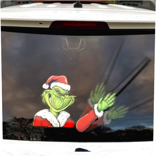 WiperTags Grim Santa Waving Winter WiperTag with Decal attaches to rear vehicle wiper blade