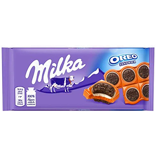 Milka Milk Chocolate with Whole Oreo Cookies 92g/3.24oz (Pack of 9)