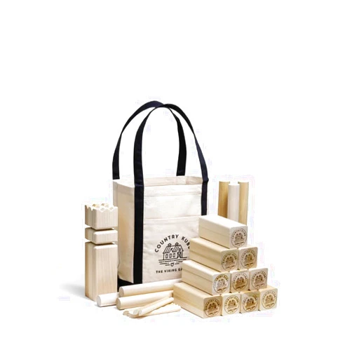 Country Kubb Classic Family Game Set | USA Made | Amish Made | Premium Hardwood Outdoor Clash Toss Yard Game for Backyard & Beach | Fun Interactive Game for Adults | Viking Chess Game with Tote Bag