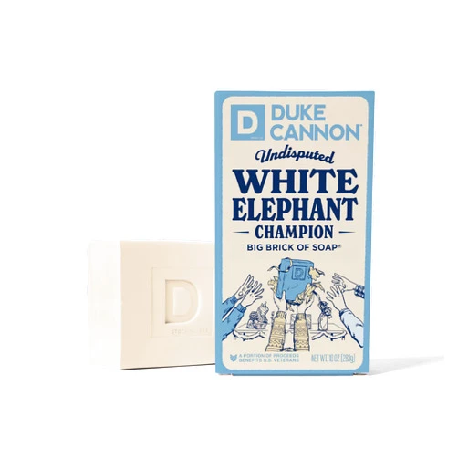 Duke Cannon Supply Co. White Elephant Bar Soap - 10oz Large Soap Brick with Citrus Musk Scent - Holiday Gag Gift, Funny White Elephant Gift Idea