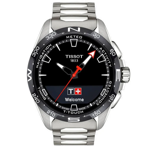 Tissot Unisex T-Touch Connect Solar Antimagnetic Titanium Case Swiss Tactile Quartz Watch with Strap, Grey, 23 (Model: T1214204405100)
