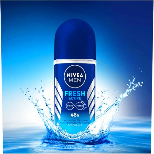 NIVEA Men Anti Perspirant Roll On, Fresh Active Longlasting Freshness Ocean Extracts, 48 Hour Protection, 1.7 Ounce (Pack of 3)