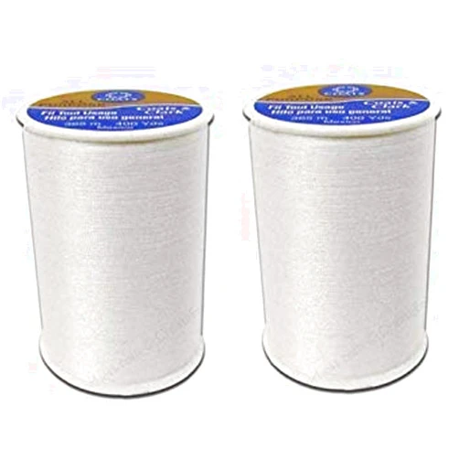 Coats & Clark All Purpose Thread 400 Yards White (One Spool of Yarn) (2 Pack)