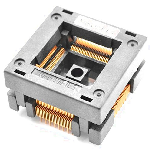 ALLSOCKET QFP100-0.5 Socket IC Burn-in Tesing Socket OTQ-100-0.5-09 0.5mm Pitch 14X14mm IC Dimension Open-top Socket Soldering Version(QFP100-0.5-STP)