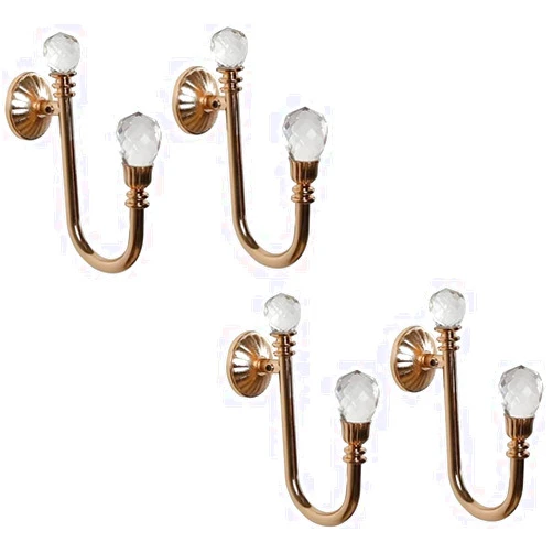 ZMDQD Curtain Tiebacks Curtain Holders Curtain Holdbacks Metal Curtain Tiebacks, Artificial Crystal Ball Decor Curtain Holders, Wall Mounted Curtain Hooks Curtain Accessories (Rose Gold, 4Pcs)