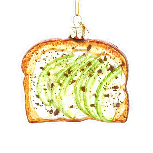 Kurt Adler Noble Gems Avocado Toast Glass Ornament, 3.75-Inch Tall for Christmas