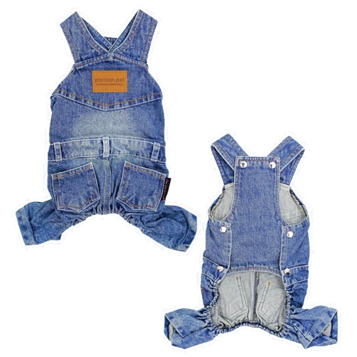 Parisian Pet Denim Overall - Blue Dog Jeans Outfit - Breathable Puppy Jumpsuit Costumes - Machine Washable Overall for Dogs - Dog Clothes for Large Dogs - 2XL